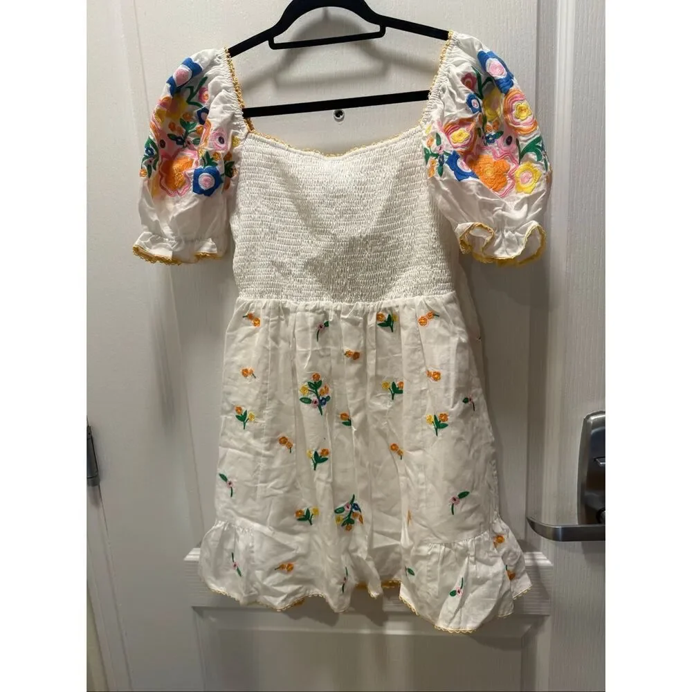 Jacquie the Label Julianna Embroidered Mini Dress Brunch Summer size S NWT - Picture 7 of 8